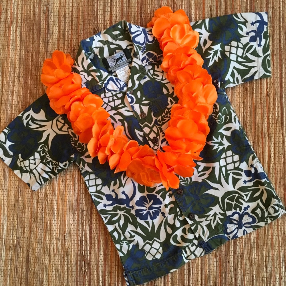 Vintage Boy’s Gecko Hawaii Print Shirt Med